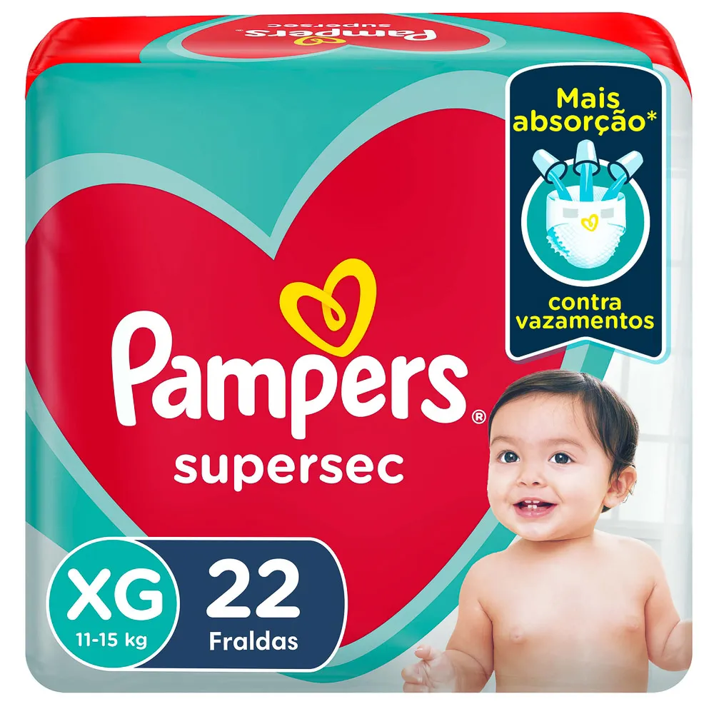 Fralda Pampers Supersec Tamanho XG 22 Fraldas Descartáveis