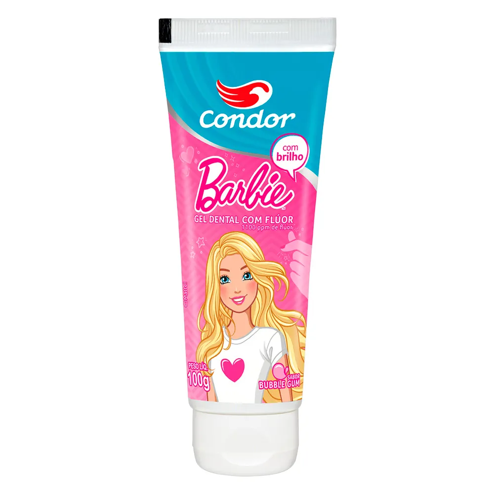 Gel Dental Infantil Condor com Flúor Bubble Gum Barbie 100g