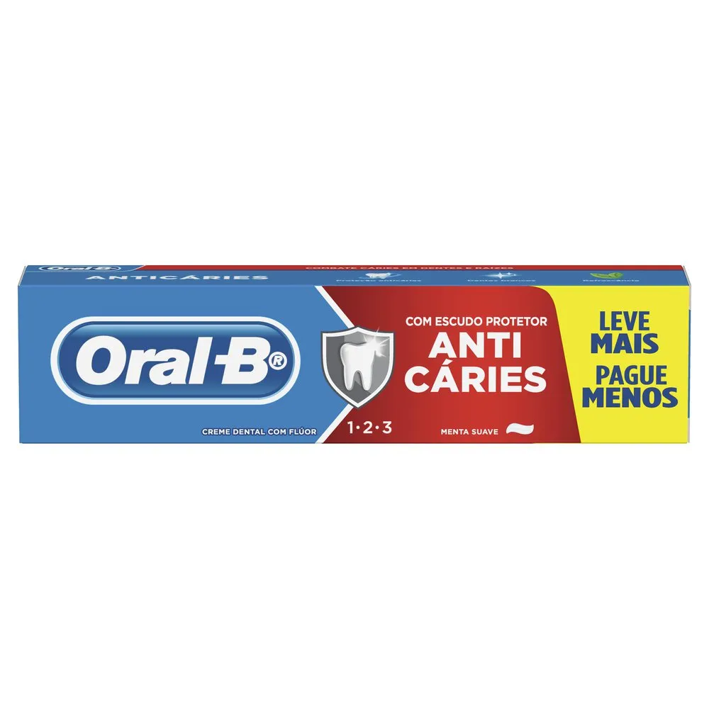 Creme Dental Oral-B 123 Anticáries Menta Suave 150g