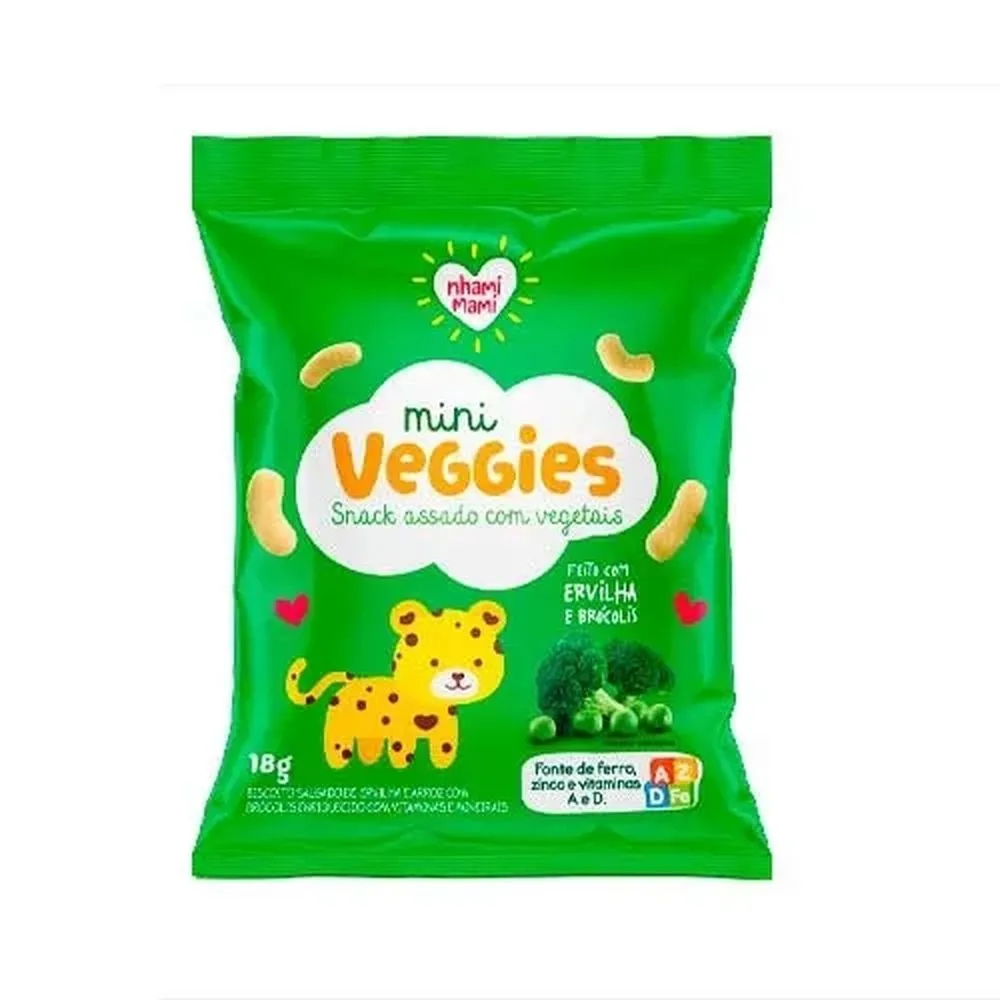 Biscoito Nhami Mami Mini Veggie Snack Ervilha e Brócolis 18g