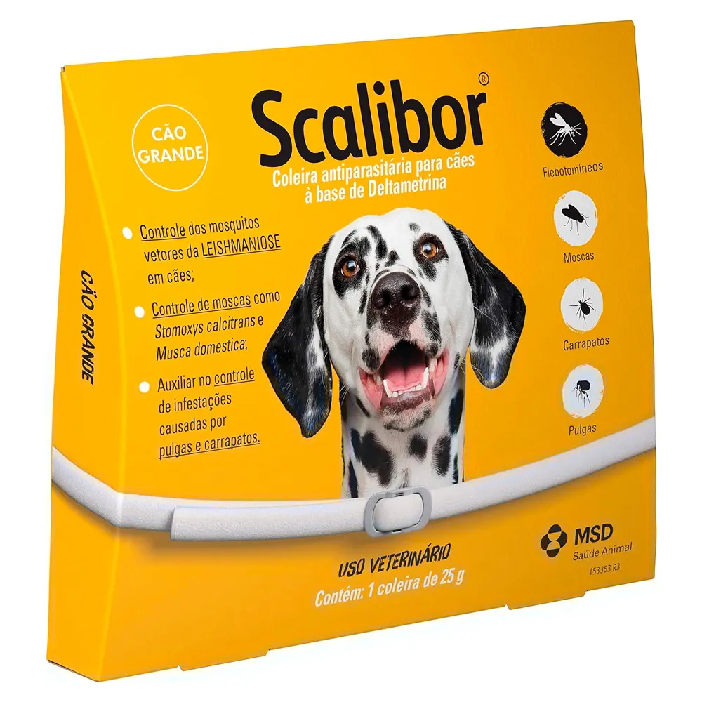 Coleira Scalibor Antiparasitária para Cães Auxilia no controle de Infestações de Carrapatos, Pulgas e Mosquitos Leishmaniose 65cm 25g