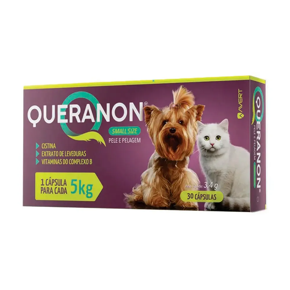 Queranon Small Size para Cães e Gatos Uso Veterinário 30 Cápsulas