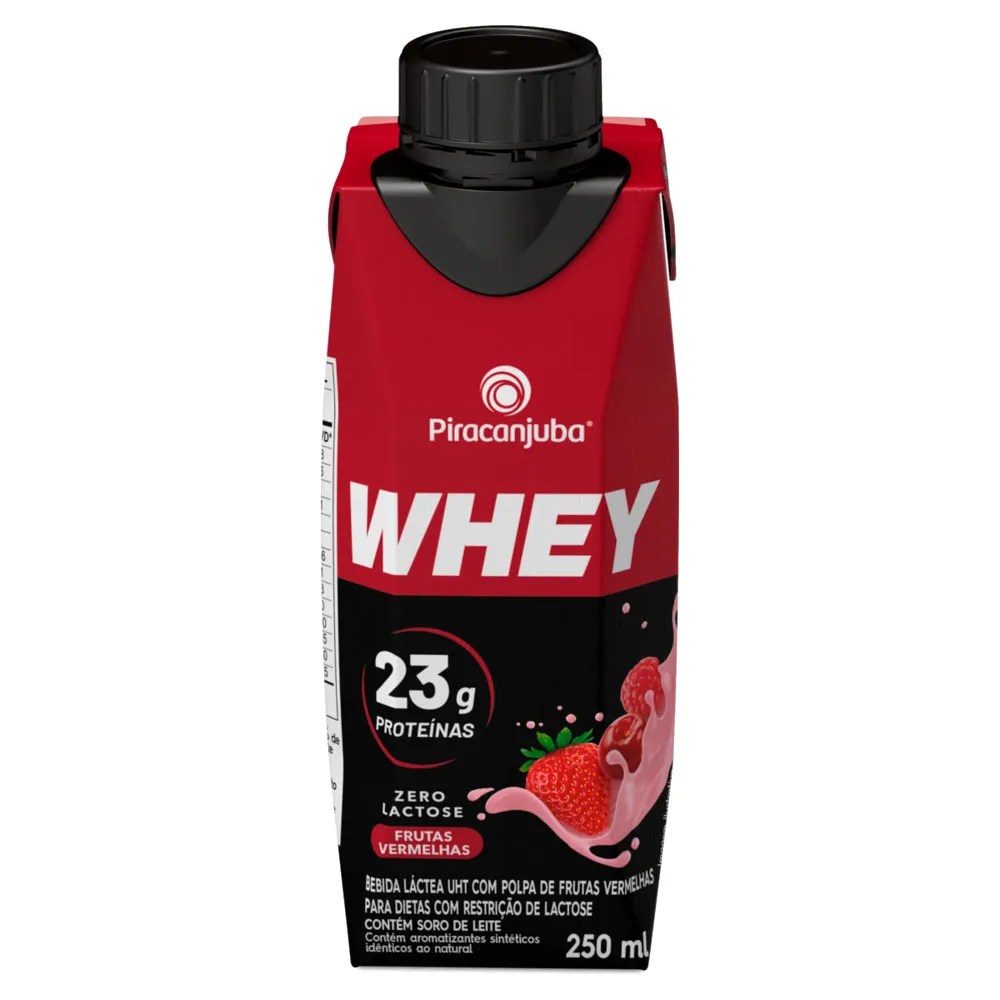 Bebida Láctea Piracanjuba Whey Zero Lactose com 23g de Proteína Sabor Frutas Vermelhas 250ml
