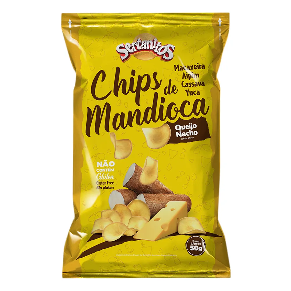 Chips de Mandioca Sertanitos Queijo Nacho 50g