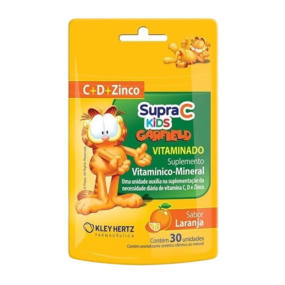 Supra C Kids Garfield Vitaminado Sabor Laranja com 30 Unidades