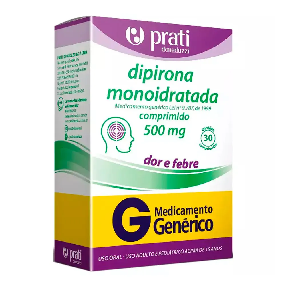 Dipirona Sódica 500mg Prati Genérico com 30 Comprimidos