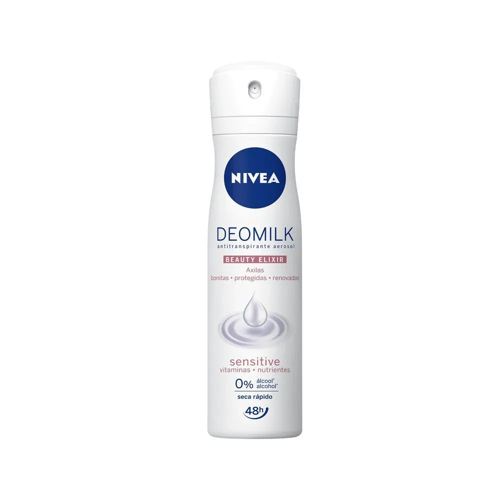 Desodorante Nivea Deomilk Beauty Elixir Sensitive Aerosol Antitranspirante 48h 150ml