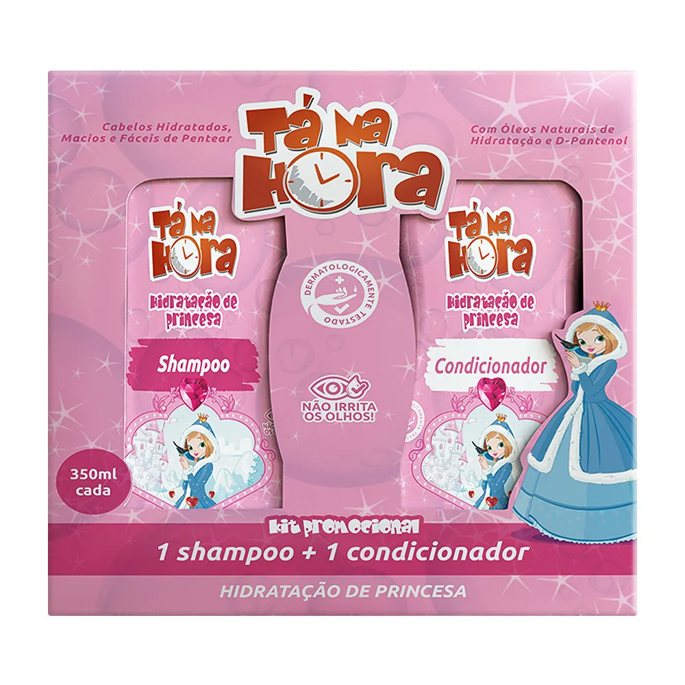 Kit Shampoo + Condicionador Tá na Hora Hidratação de Princesa 350ml cada