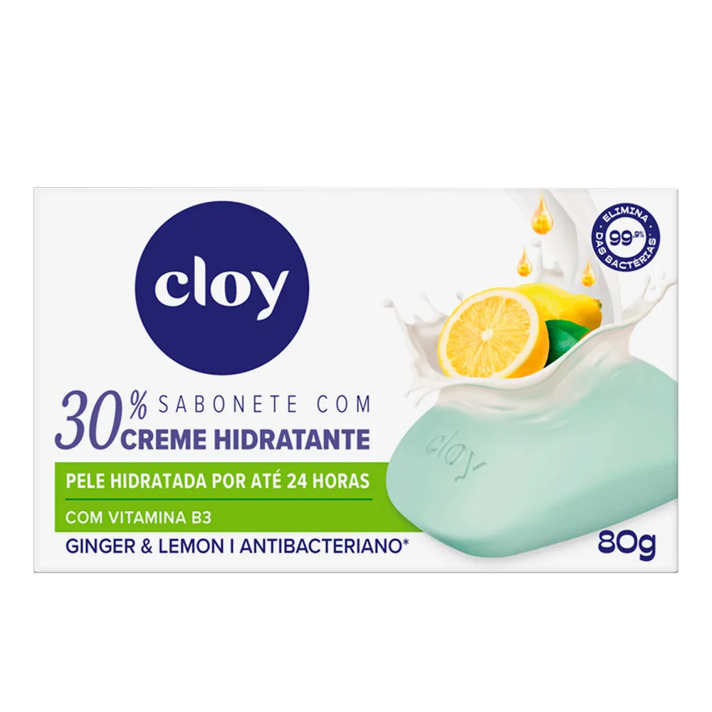 Sabonete em Barra Cloy Ginger & Lemon Antibacteriano Creme