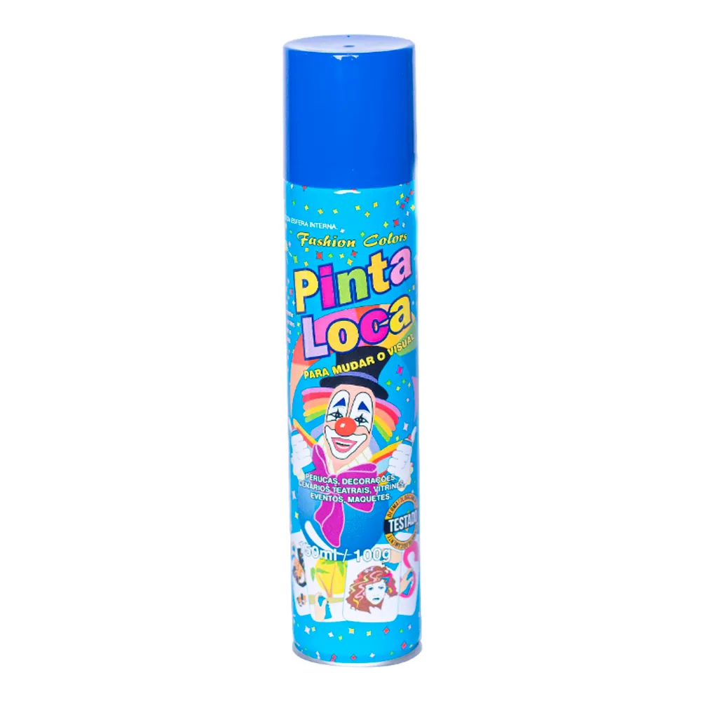 Tinta Temporária Pinta Loca para Perucas e Decorações Cor Azul Flash Spray 150ml