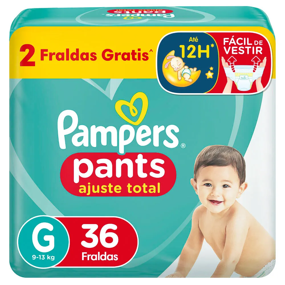 Fralda Pampers Pants Ajuste Total Tamanho G com 36 Fraldas Descartáveis