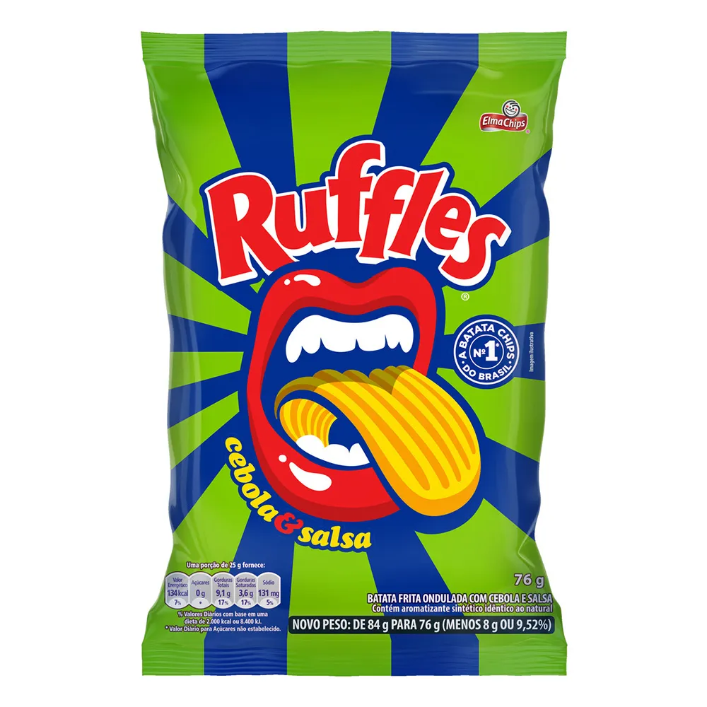 Batata Ruffles Elma Chips Sabor Cebola e Salsa 76g