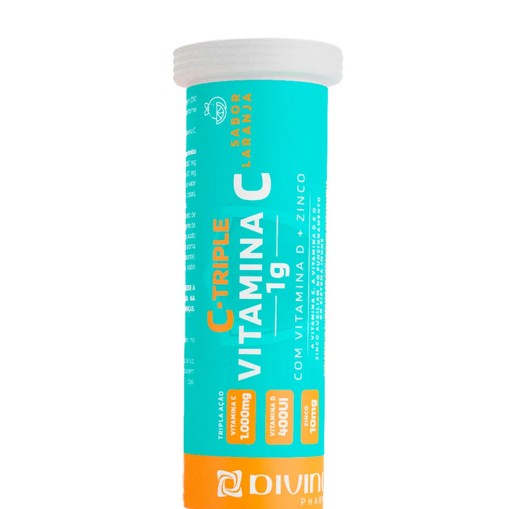 C-Triple Vitamina C 1g + Vitamina D + Zinco com 10 Comprimidos Efervescentes