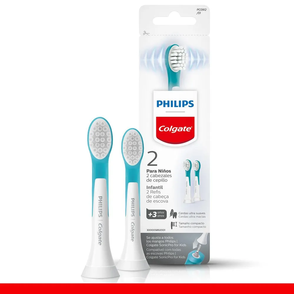 Refil para Escova de Dente Elétrica Philips Colgate Infantil 2 Unidades