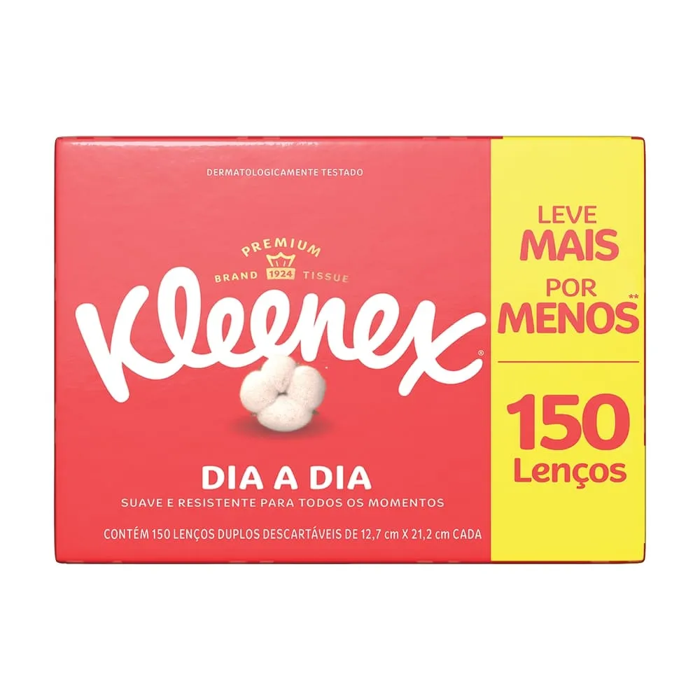 Lenço de Papel Kleenex Dia a Dia 150 Unidades Leve Mais por Menos