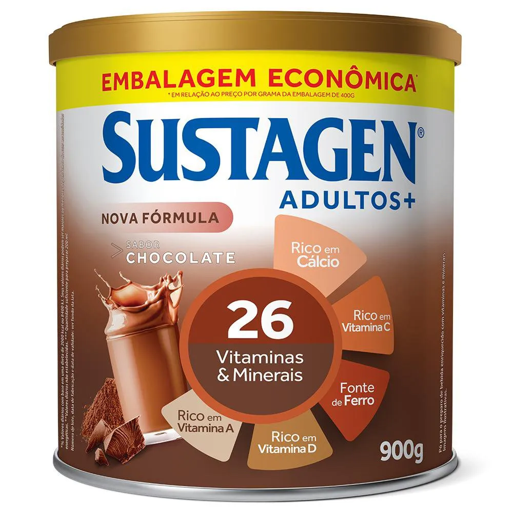 Complemento Alimentar Sustagen Adultos+ Sabor Chocolate Lata 900g