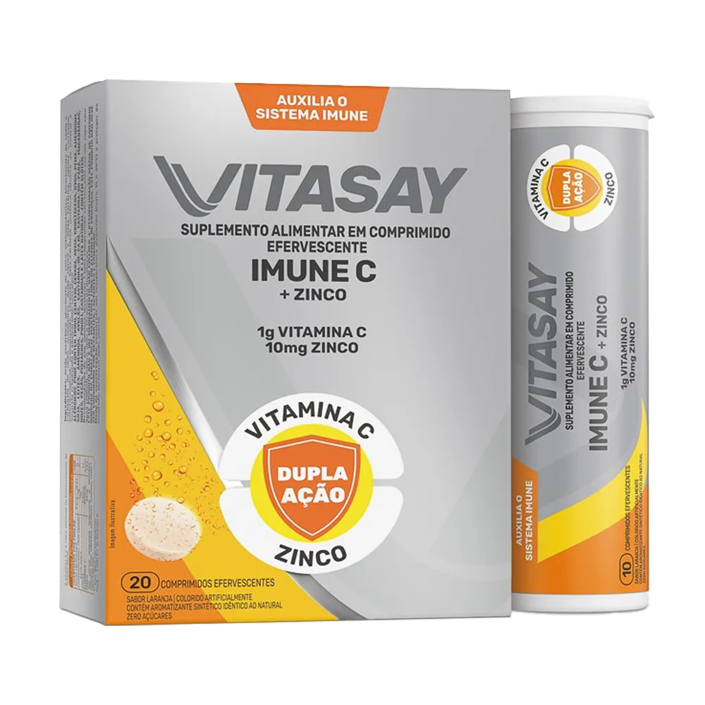 Vitasay Imune C + Zinco com 20 Comprimidos Efervescentes