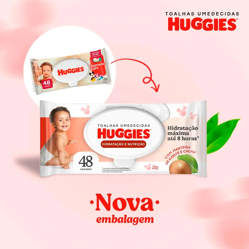 Toalha Umedecida Huggies Supreme Care Leve 4 Pague 3 com 4 Pacotes de 48 Unidades cada