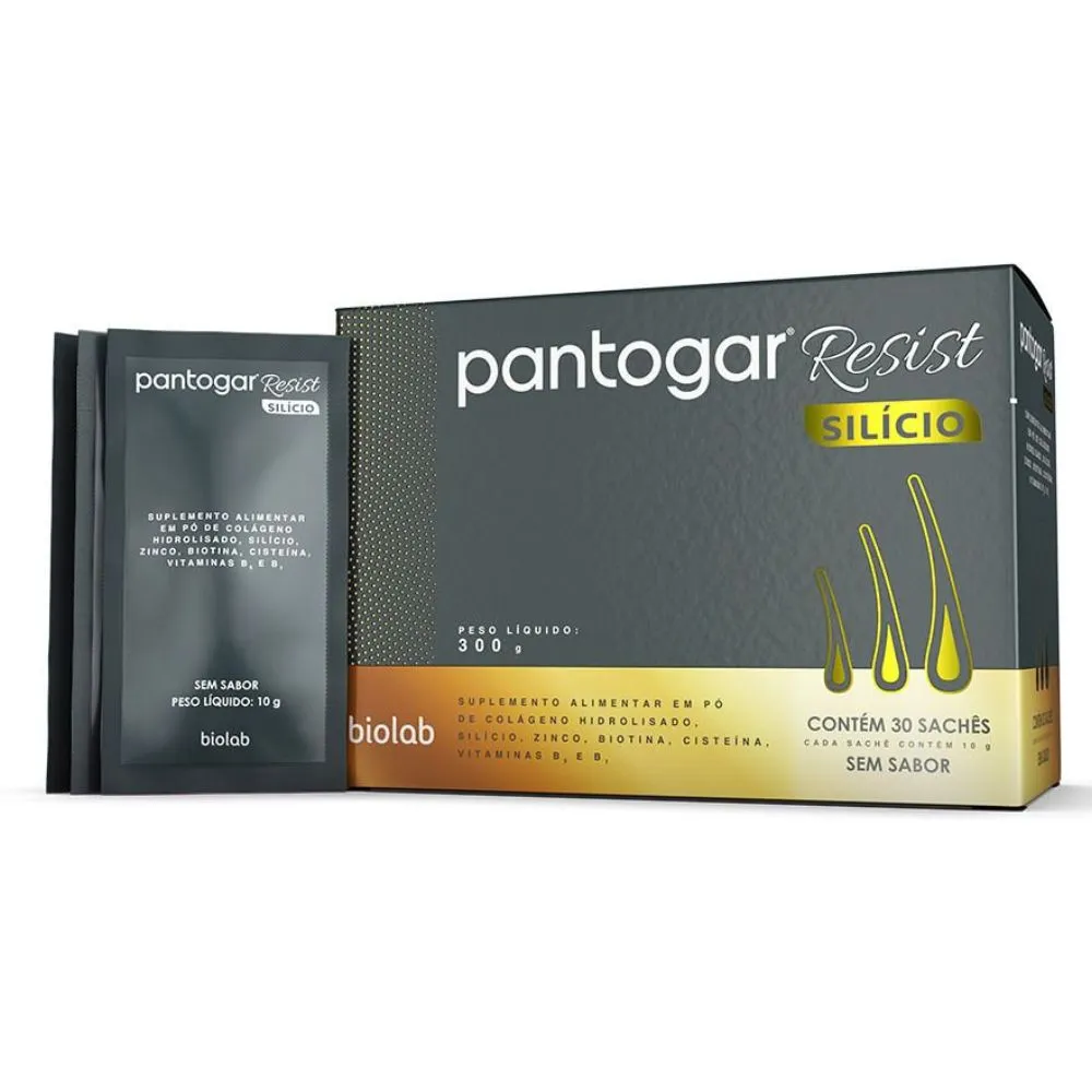 Pantogar Resist Silício Sem Sabor com 30 Sachês de 10g cada