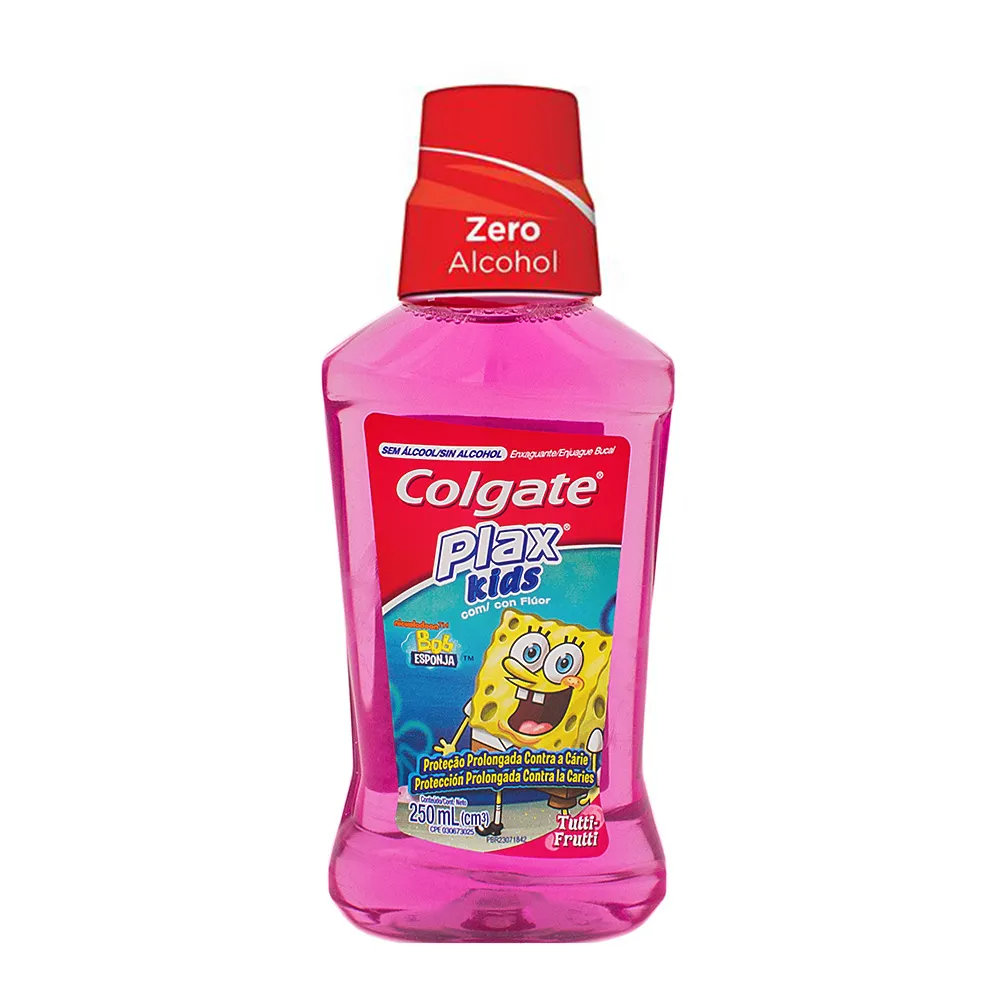 Solução Bucal Colgate Plax Kids com Flúor sem Álcool Tutti-Frutti com 250ml