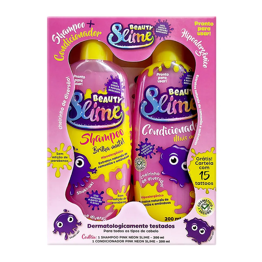 Kit Shampoo + Condicionador Beauty Slime Pink Neon 200ml cada