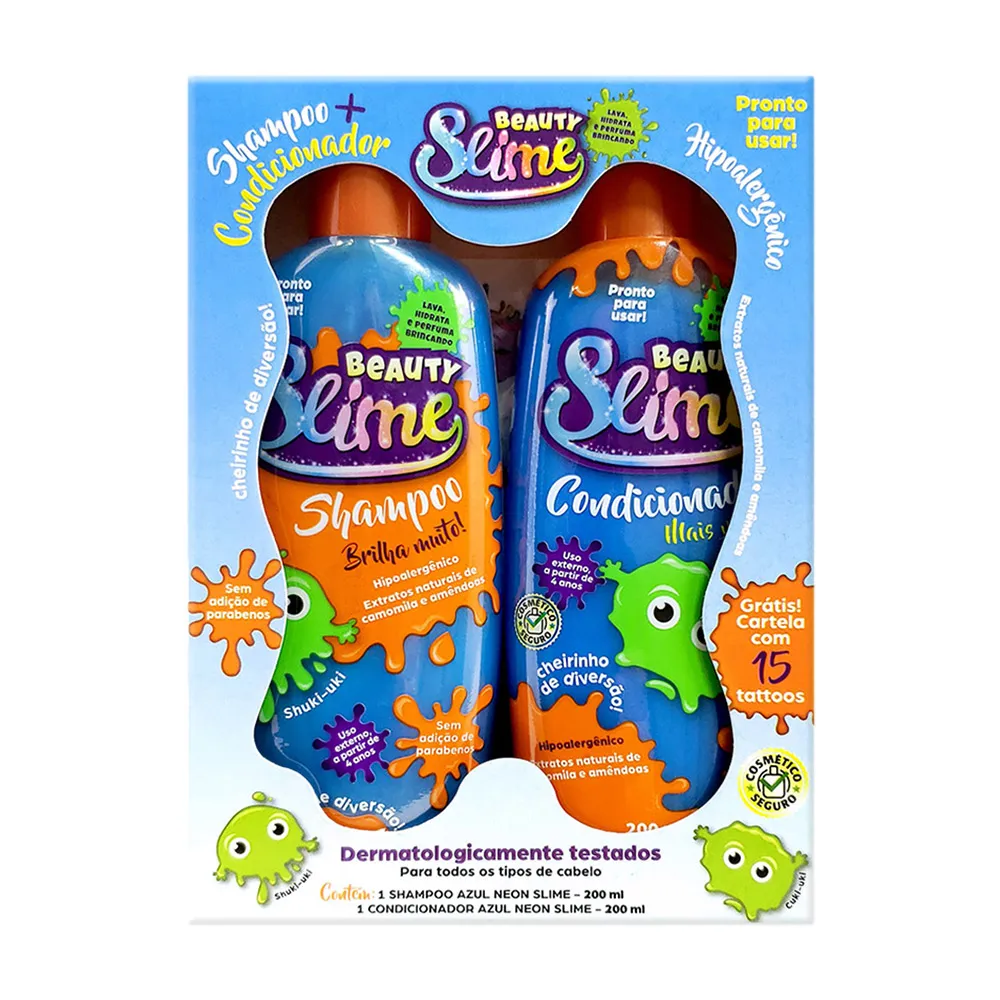 Kit Shampoo + Condicionador Beauty Slime Azul Neon 200ml cada