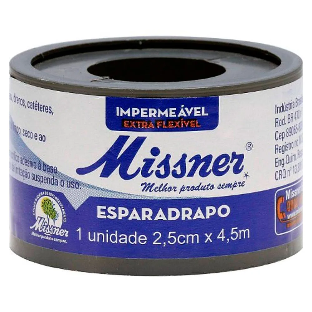 Esparadrapo Missner Impermeável 2,5cm x 4,5m com 1 Unidade