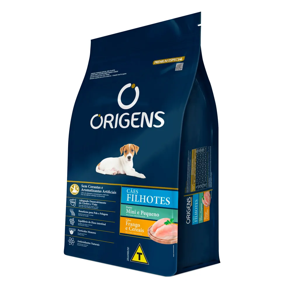 Ração para Cães Filhotes Origens Premium Especial Frango 1Kg Verso Lado