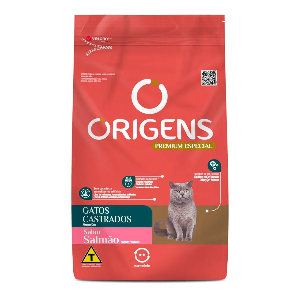 Ração para Gatos Castrados Origens Premium Especial Sabor Salmão 3Kg