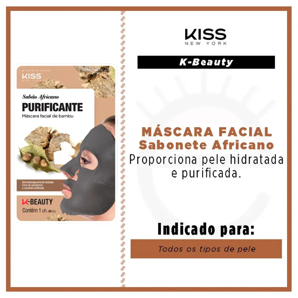 Máscara Facial Kiss New York Purificante Sabão Africano 1 Unidade