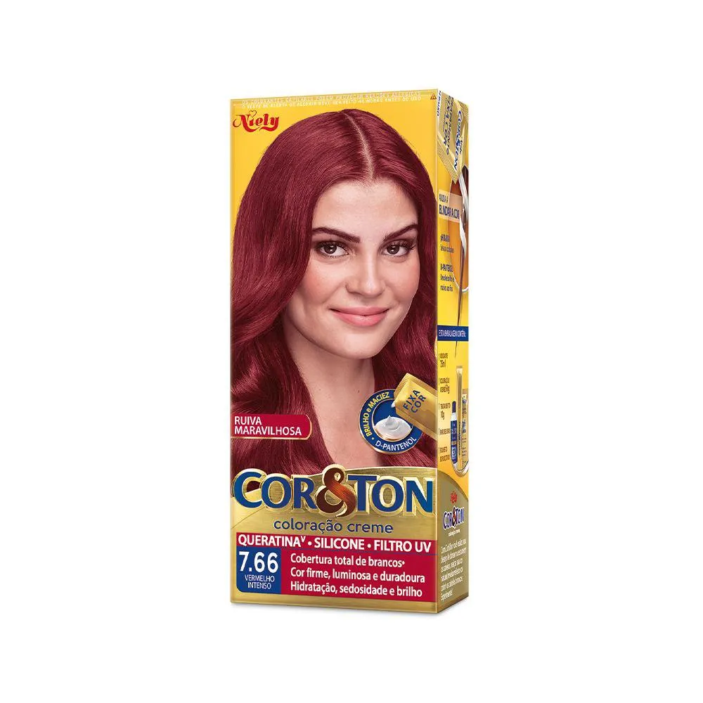 Coloração Niely Cor&Ton Vermelho Intenso 7.66 - Drogaria Araujo