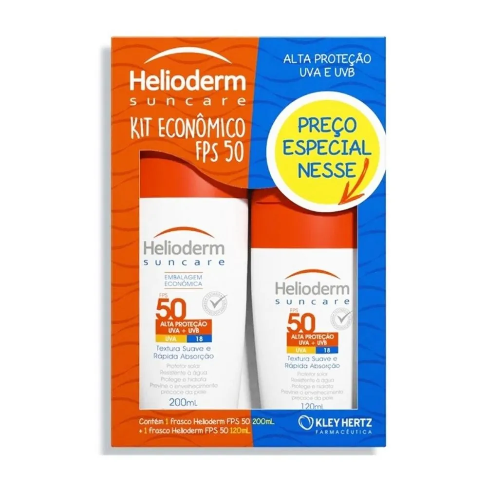 Kit Protetor Solar Corporal Helioderm Suncare FPS 50 2 Unidades 200ml + 120ml