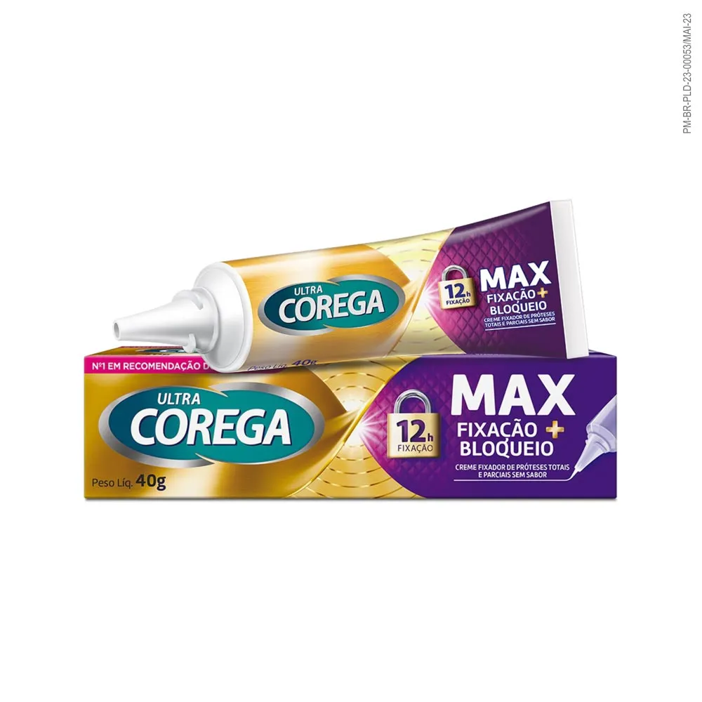 Corega Ultra Creme Fixador de Dentadura Max Fixação e Bloqueio 40g