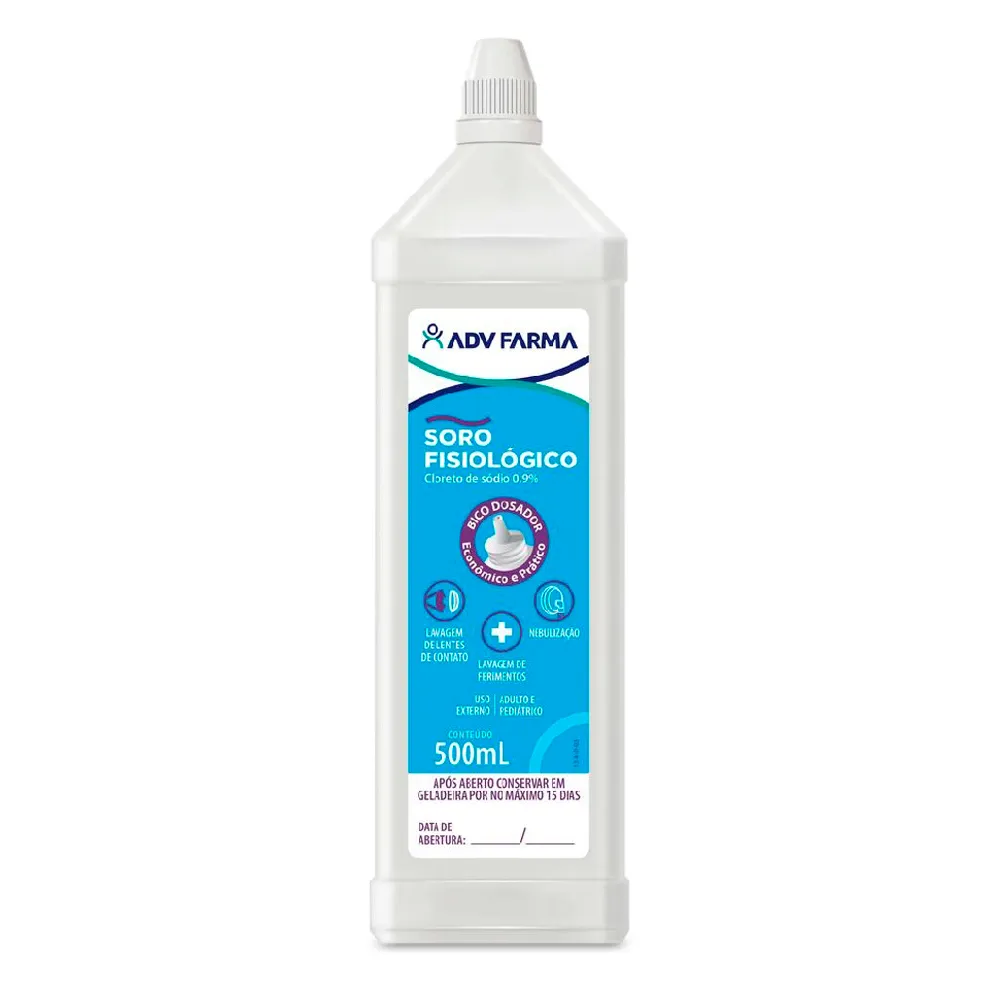 Soro Fisiológico 0,9% ADV com 500ml Frasco