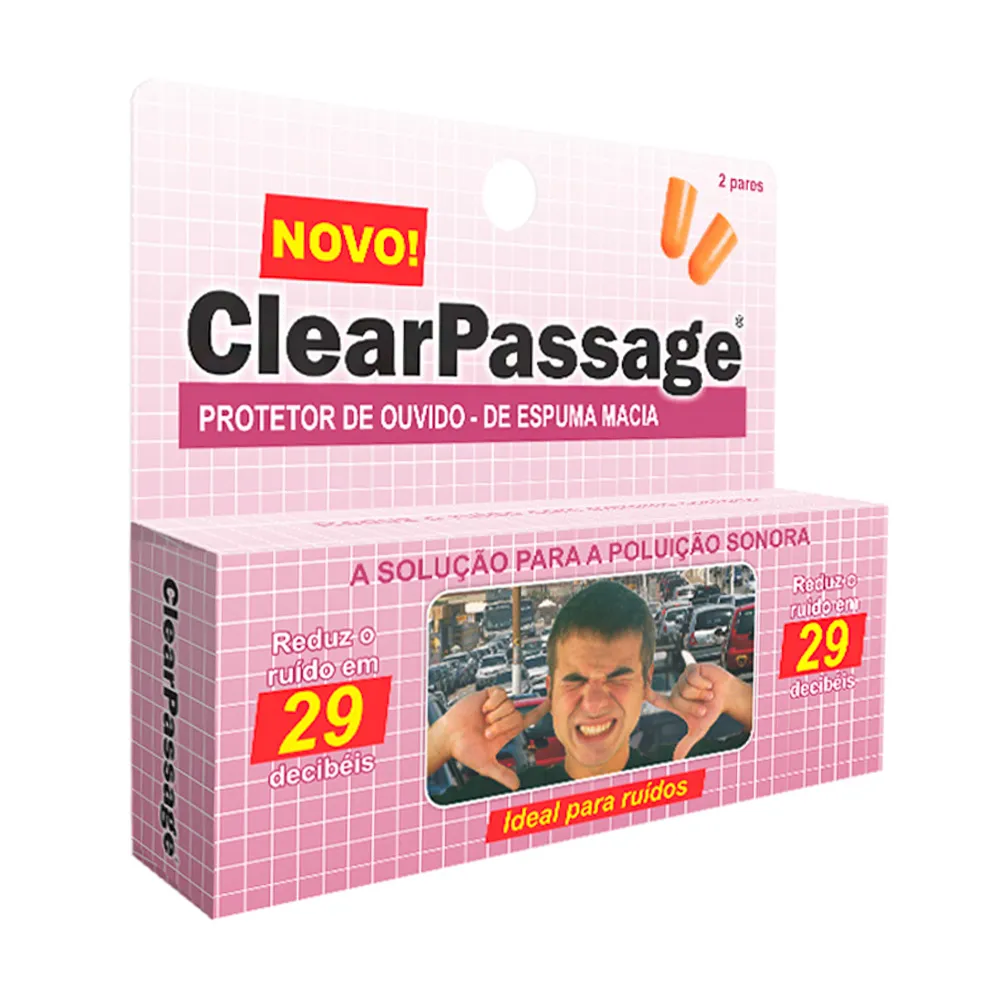 Protetor de Ouvido ClearPassage Espuma Macia com 2 Pares