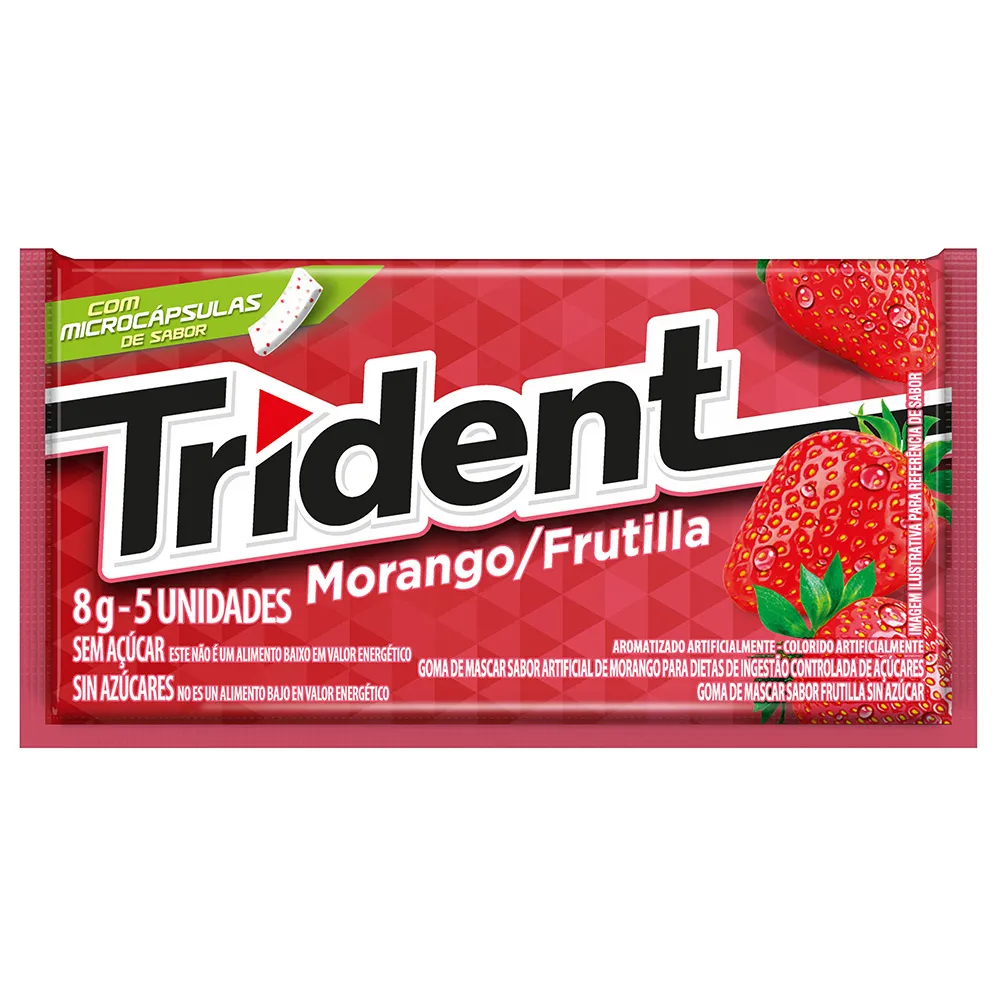 Chiclete Trident Morango 8g com 5 Unidades