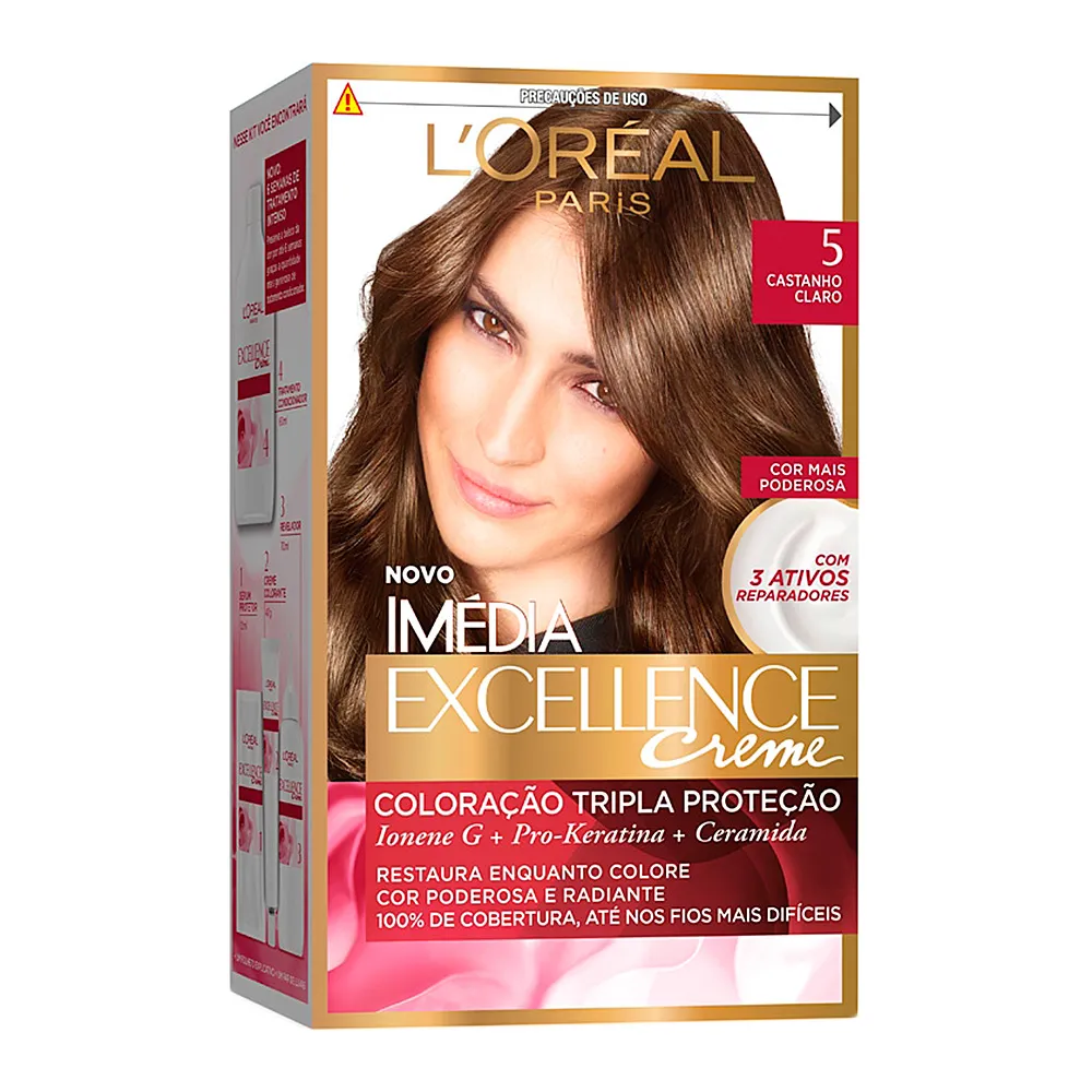 Tintura Creme Imédia Excellence L'oréal Castanho Claro 5 Kit