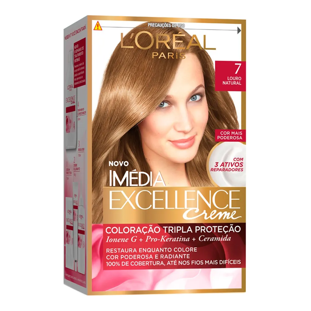 Tintura Creme Imédia Excellence L'oréal Louro Natural 7 Kit