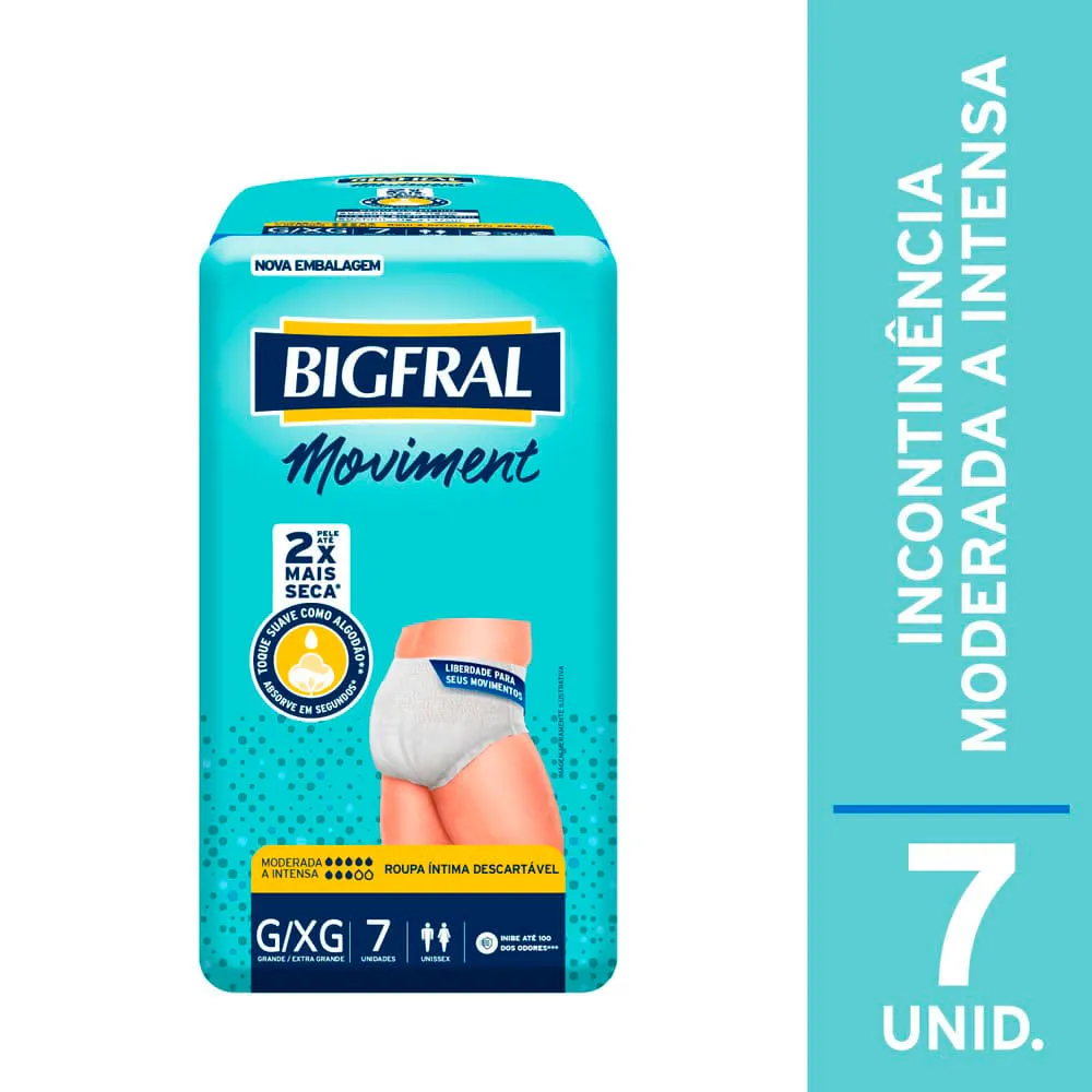 Roupa Íntima Bigfral Moviment G/XG 7 Unidades - Drogaria Araujo