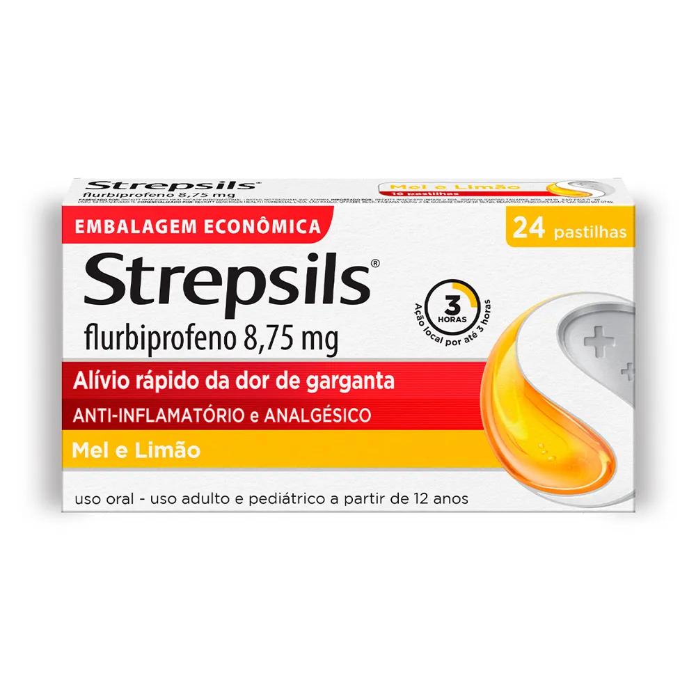 Pastilhas para Garganta Strepsils Sabor Mel e Limão 24 Unidades ...