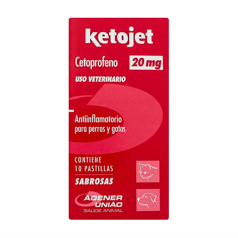 Ketojet 20mg para Cães e Gatos Uso Veterinário com 10 Comprimidos