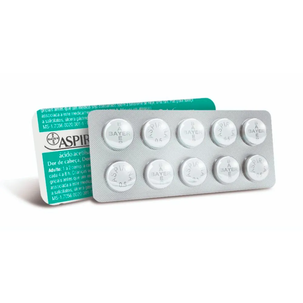 Aspirina Adulto 500mg Envelope com 10 Comprimidos Frente