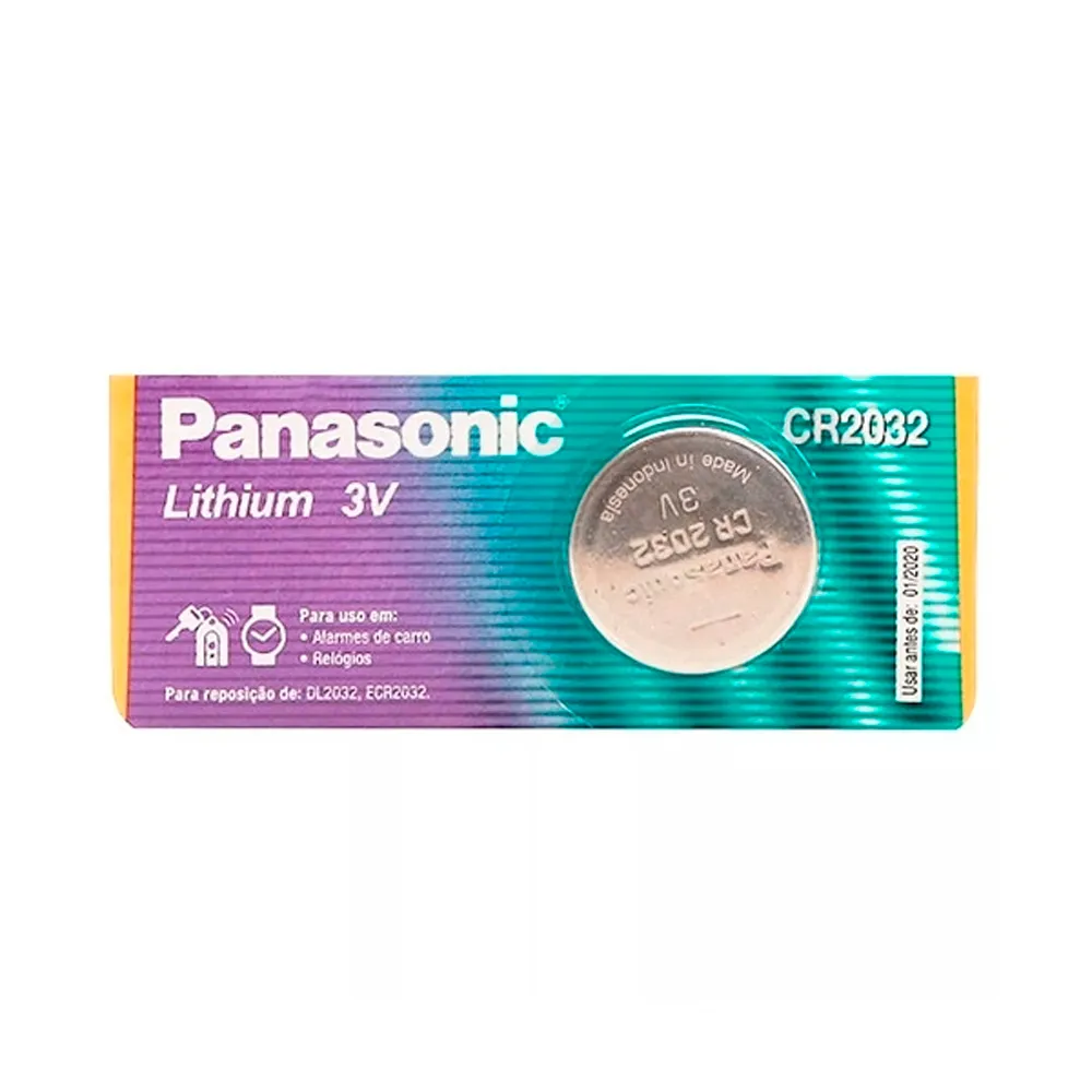 Bateria Panasonic de Lithium Botão CR2032 3V com 1 Unidade
