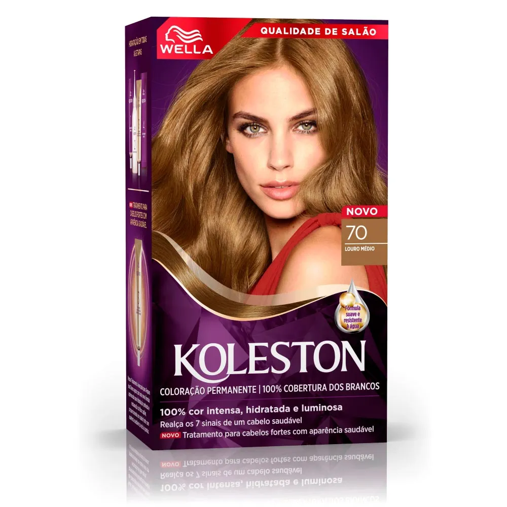 Tintura Creme Koleston Wella Louro Médio 70 Kit