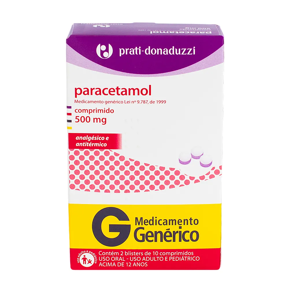 Paracetamol 500mg Prati Genérico com 20 Comprimidos
