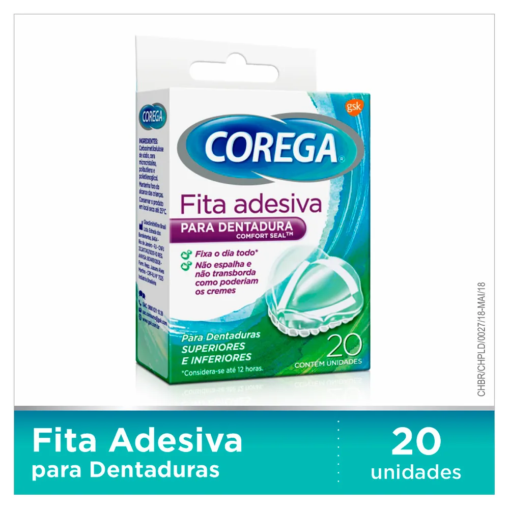 Corega Fita Adesiva para Dentaduras Superiores e Inferiores com 20 Unidades