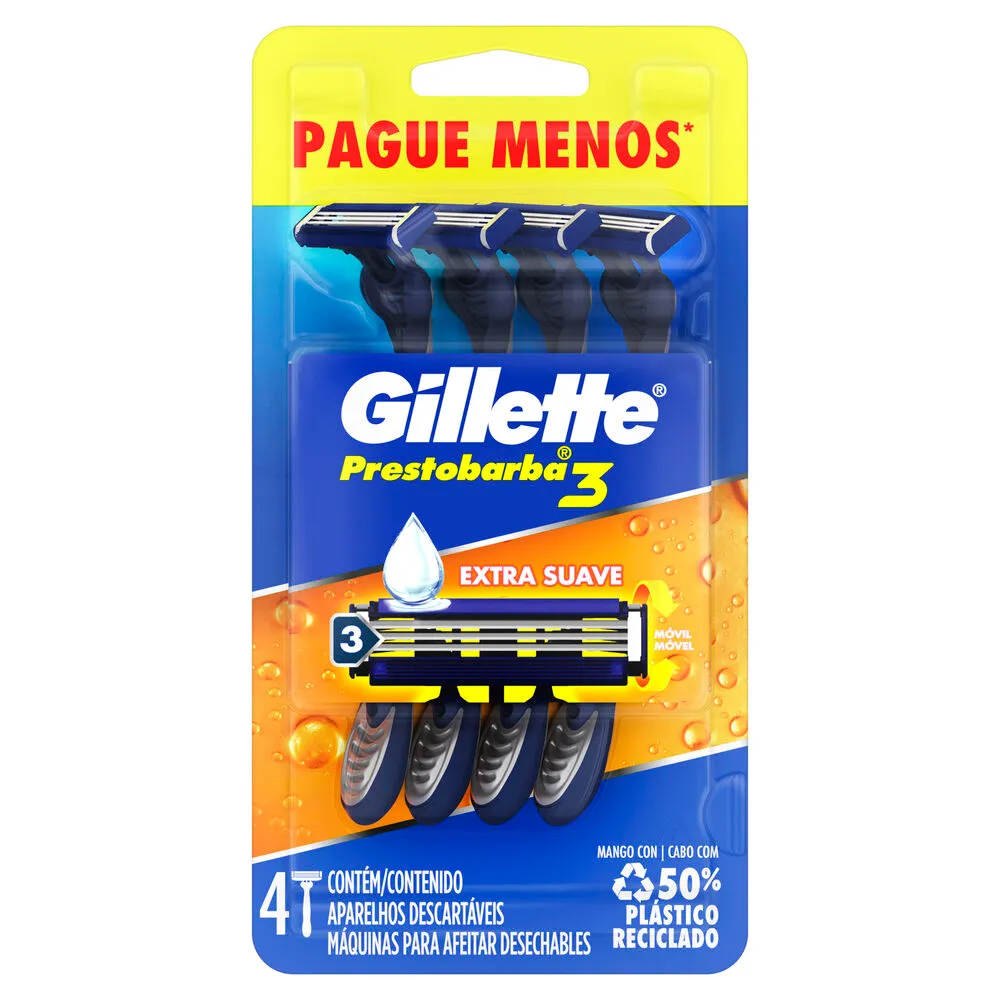 Aparelho de Barbear Descartável Gillette Prestobarba3  Leve 4 Pague 3