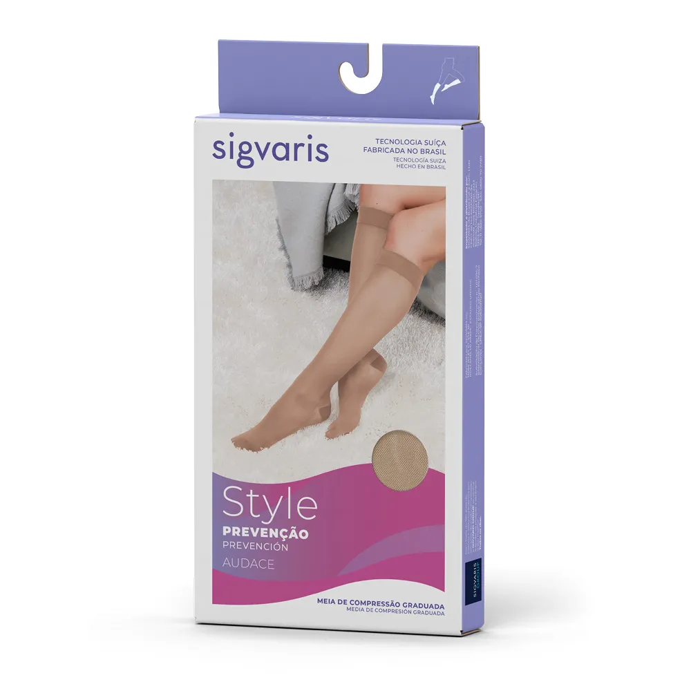 Meia Panturrilha (3/4) Sigvaris Audace 15-20mmHg Natural Escura