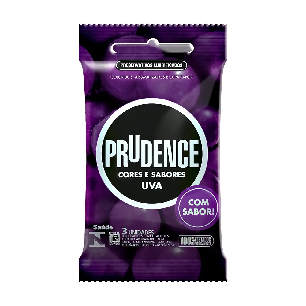 Preservativo Prudence Cores e Sabores Uva 3 Unidades