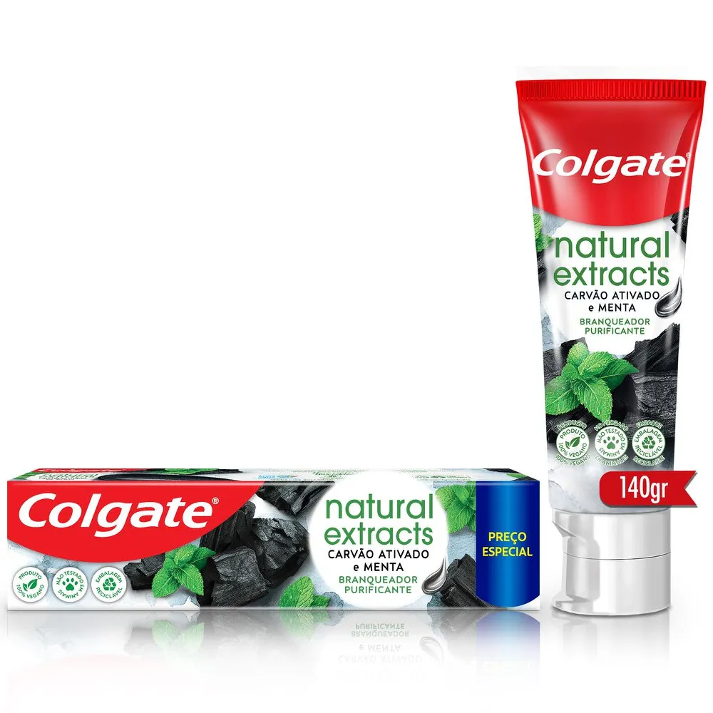 Creme Dental Colgate Natural Extracts Carvão Ativado e menta 140g